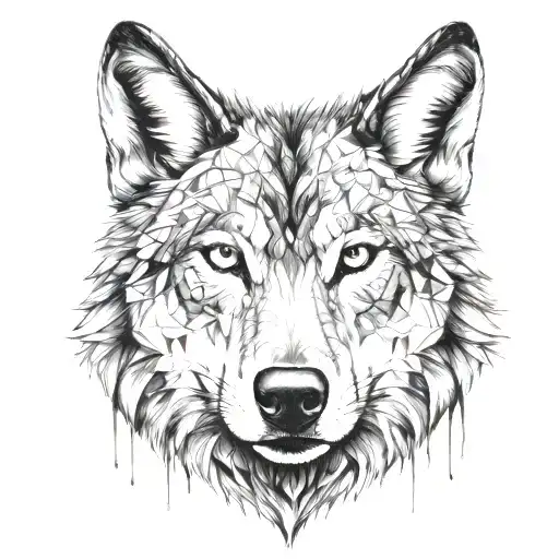 Wolf Face With Psychadellic Shapes In Background