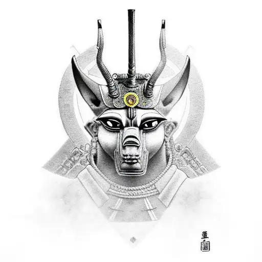 Anubis As A Samurai Warrior In A Traditional Japanese Setting