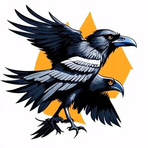 An Angry And Powerful Raven With The Design Of Canadian Indigenous Symbols