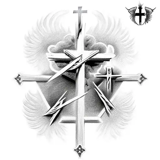 Cemetry With Crosses And Black Crows And A Desto Angel