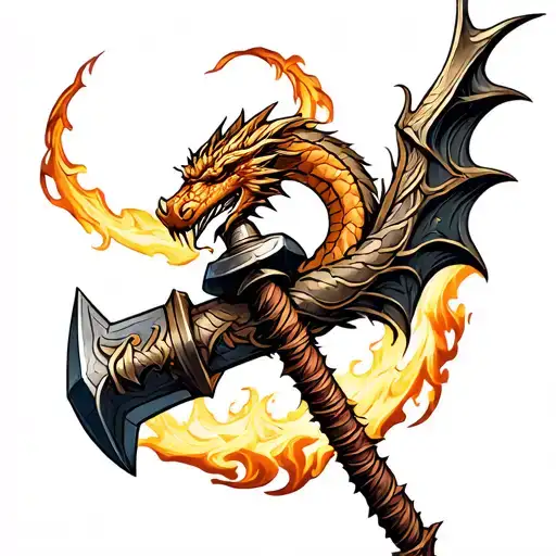 Thors Hammer With Dragon Wrapped