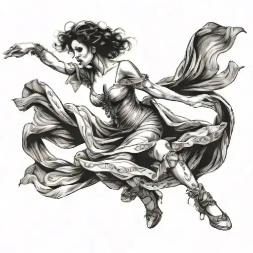 Woman In Love Dancing Wearing Fabric