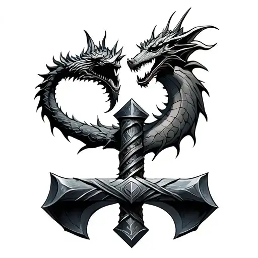 Thors Hammer With Dragon Wrapped