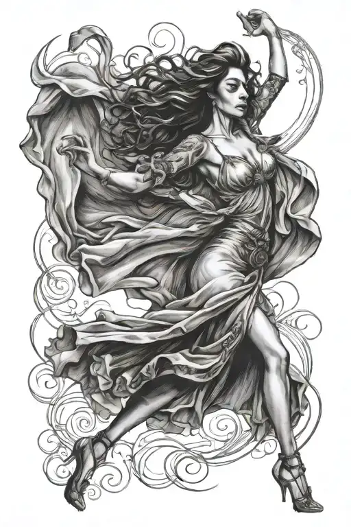 Woman In Love Dancing Wearing Fabric