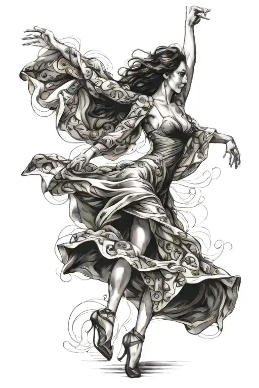 Woman In Love Dancing Wearing Fabric