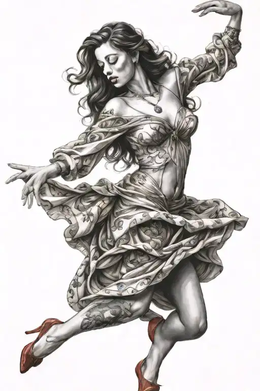 Woman In Love Dancing Wearing Fabric