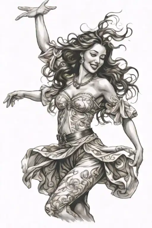 Happy Woman In Love Dancing Wearing Fabric