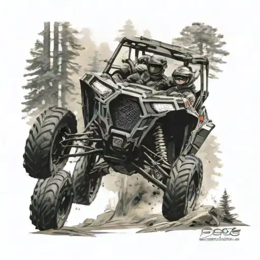 A Detailed Polaris Rzr Racing Through A Forest Filled With Deer