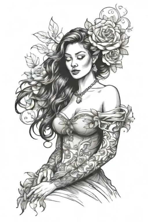 Happy Woman In Love Wearing Long Fabric