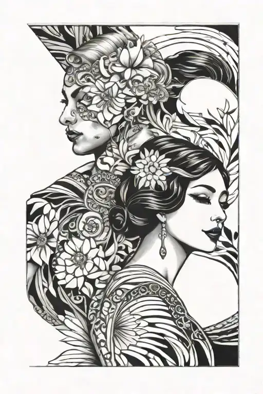 Two People In Love Wearing Long Fabric Art Deco