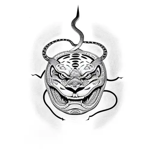 Panther With Snake Wrapped Around It