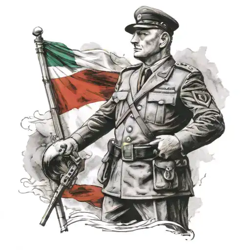 Mussolini On The Side With The Italian Flag On Background