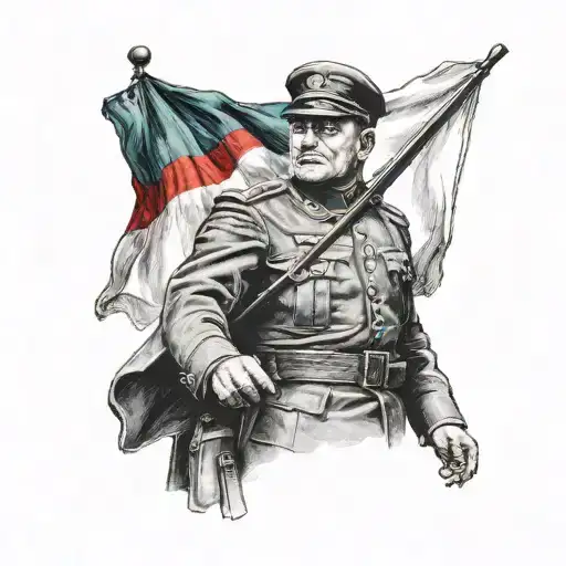 Benito Mussolini On The Side With The Italian Flag On Background