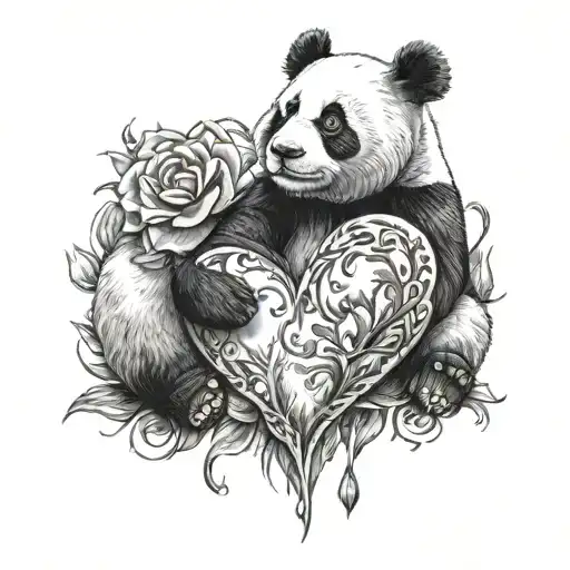 Panda Love Heart