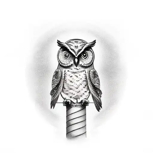 Roman Column With Owl Perched On Top