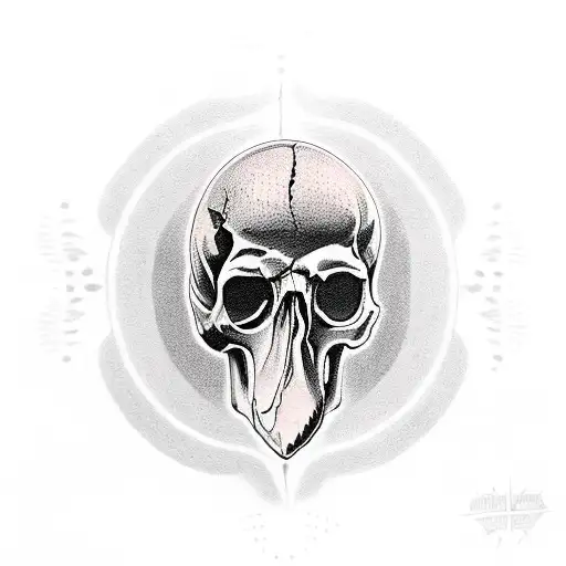 Crow Perched On A Skull With Eyeball In It's Beak