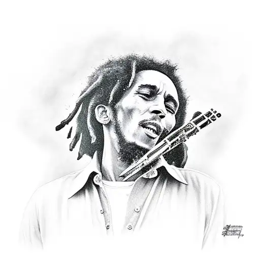 Bob Marley Smoking A Joint While Playing The Guitar