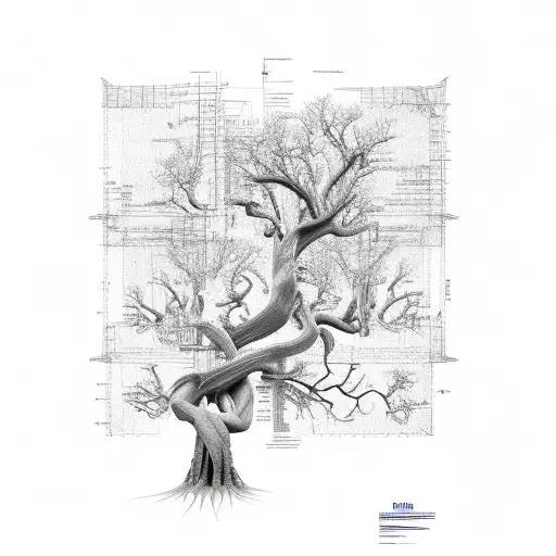 Construction Blueprint With Tree Roots