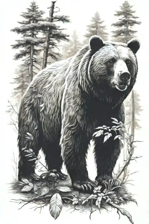 Bear And Bugs In The Woods