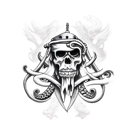 Pirates With Kraken Around Ship Leg Sleeve