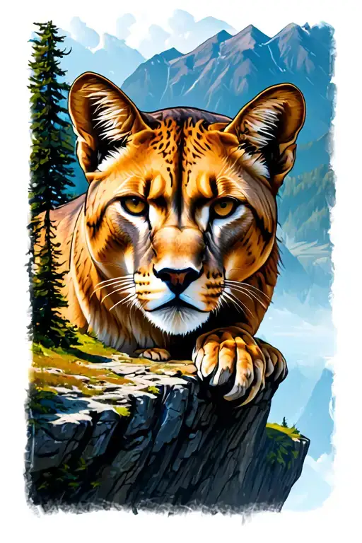 Mountain Lion On A Cliff