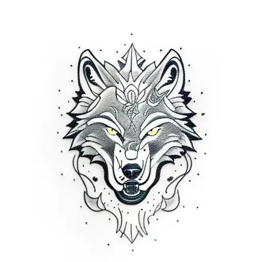 A Roaring Wolf Playing A Guitar