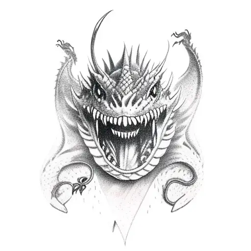 Quill Pen Winning A Fight Against A Dragon With Music Notes