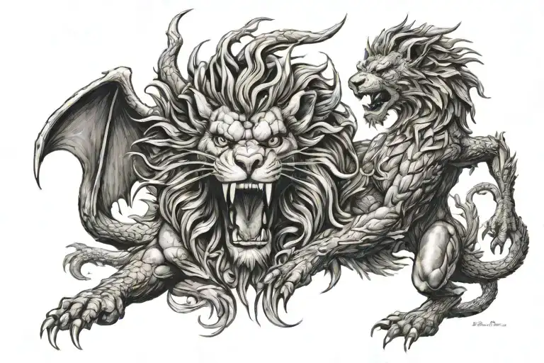 Dragon Fire Bresthing And Lion Roaring