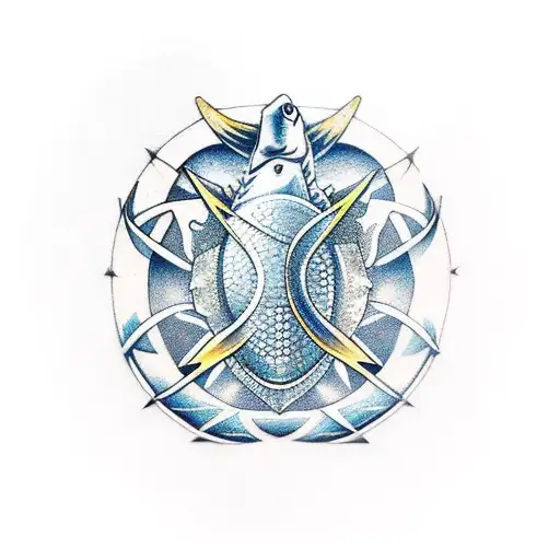 Pisces Symbols Together That Make A Crest-like Shield