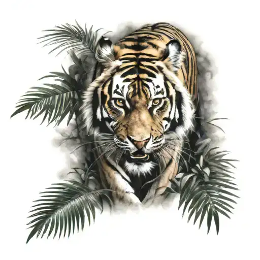 Tiger Walking In The Jungle