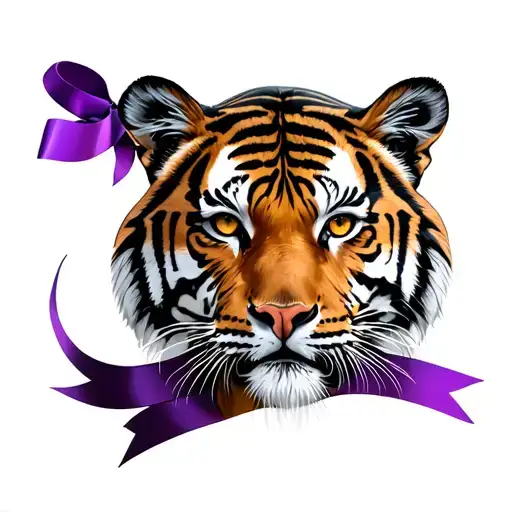 Tiger And Purple Ribbon