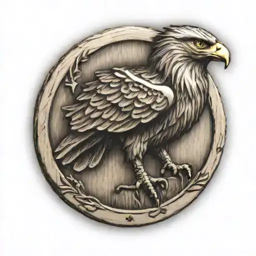 Wooden Nickel With Polish Eagle Sitting