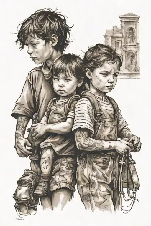 Elder Sister And Younger Brother Walking