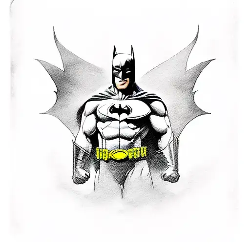 A Realistic Tattoo Of A Cosplayer Dressed As Batman In A Spooky Forest