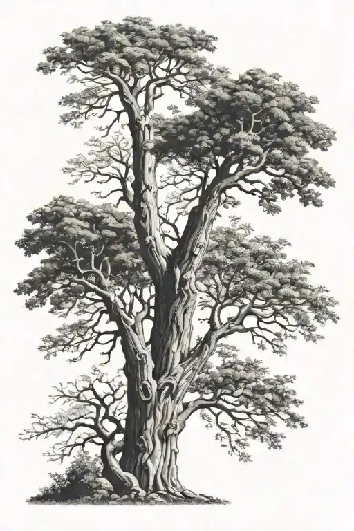 Four Redeood Trees With Dates On The Trunk Of Each Tree