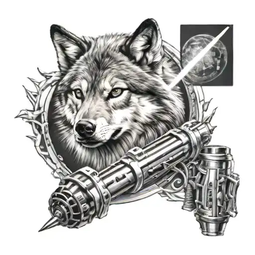 Jedi Lightsaber And Wolf