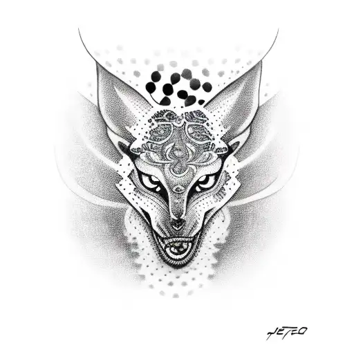 A Dotwork Tattoo Of A Speeding Sports Car With The Word 'Fast Life' In Arabic Script