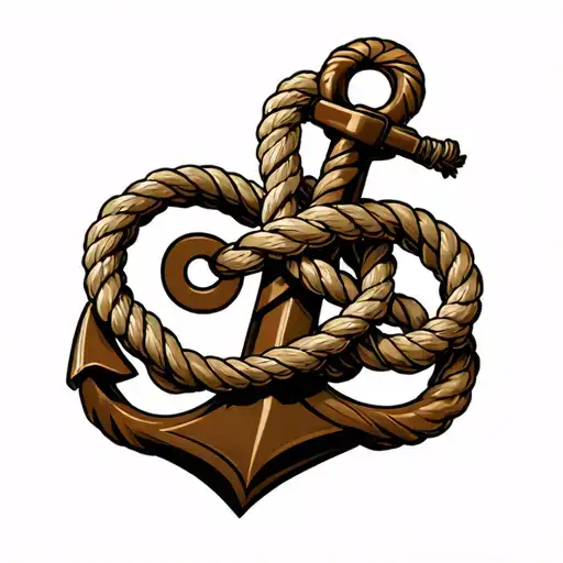 Military Anchor With Rope Tied In An Infinity Knot And Number 68 Incorporated