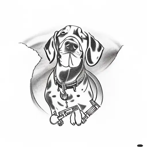 A Realistic Portrait Of A Dog Playing A Musical Instrument In Front Of A Mountain Range