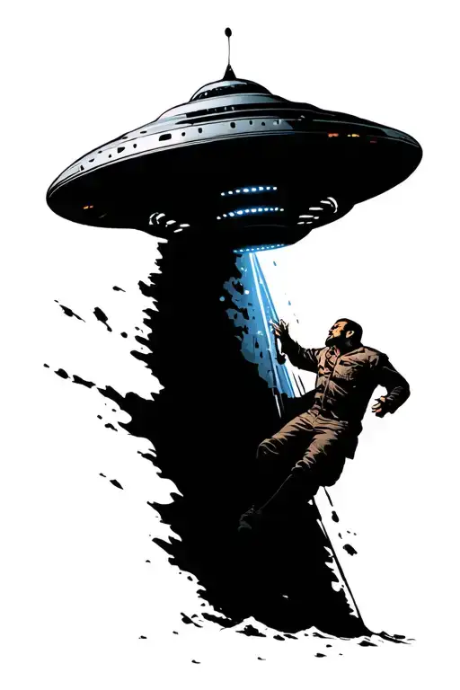 Man Getting Abducted By A Ufo Beaming