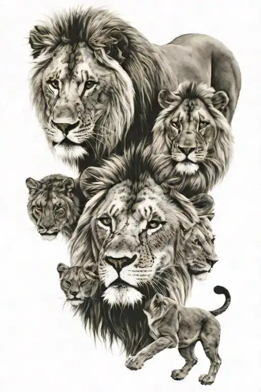 Lion And His Family