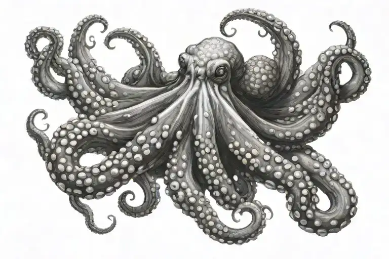 Octopus Wrapping Its Tentacles Emerging