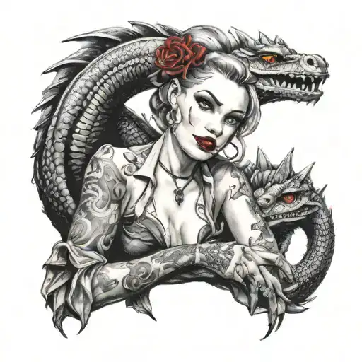 Pin Up Vampire With A Pet Dragon Wrapped