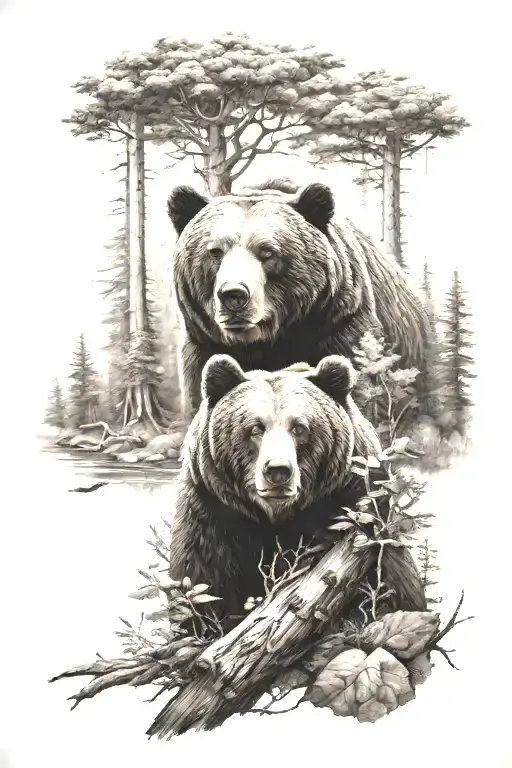 Bear Head Forest Scene