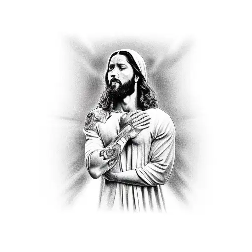 Tired Man Kneeling To Jesus