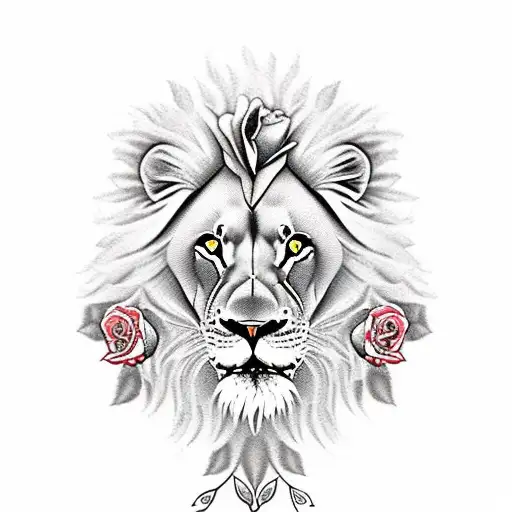 Lion With Roses And Bible Verse