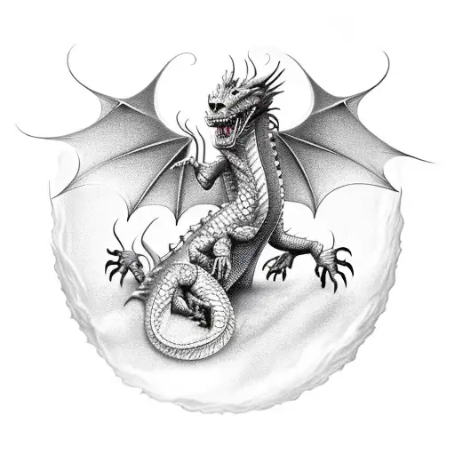 A Realistic Portrayal Of A Dragon Emerging From A Bed Of Diamonds