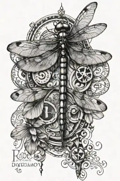 Realistic Gambling Dragonfly Tattoo Design