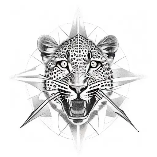 Leopard With Compass On Its Head