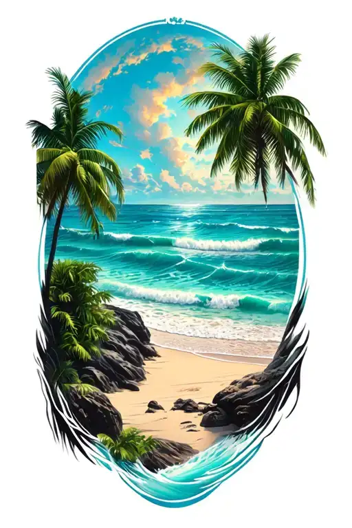 Beach Scene In Circle